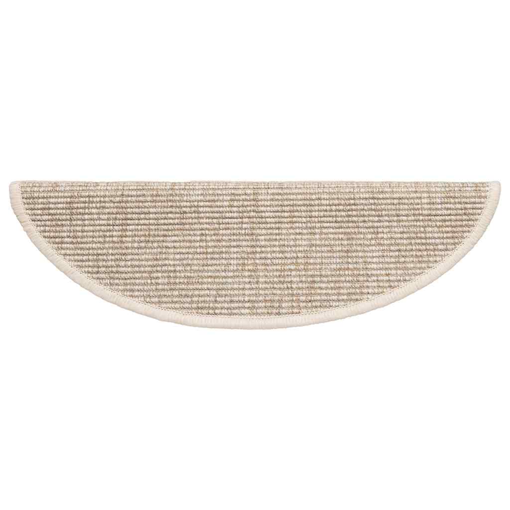 Laiptų kilimėliai, 15 vnt., 56x17x3 cm, šviesiai smėlio spalvos, pusapvaliai