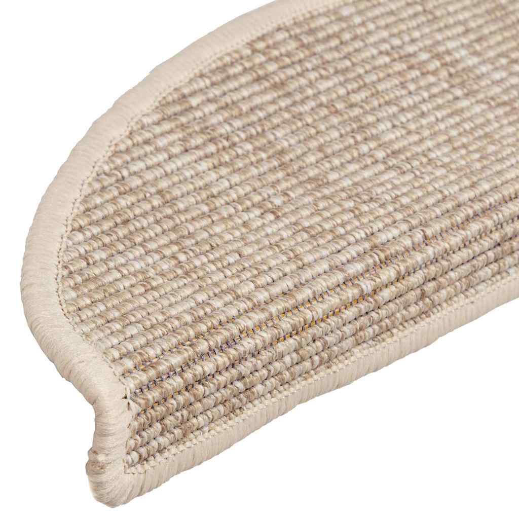 Laiptų kilimėliai, 15 vnt., 56x17x3 cm, šviesiai smėlio spalvos, pusapvaliai