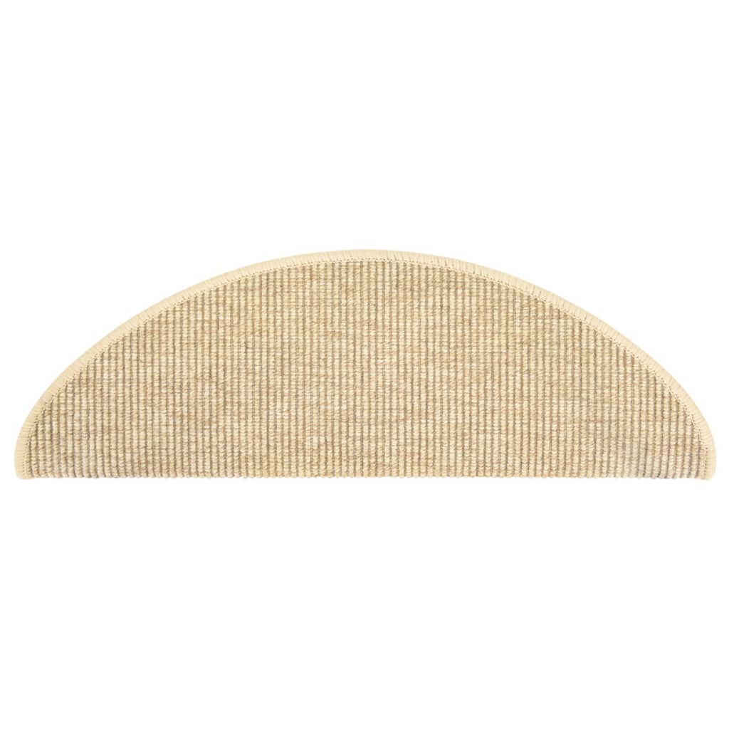 Laiptų kilimėliai, 15 vnt., 65x21x4 cm, šviesiai smėlio spalvos, pusapvaliai, dideli