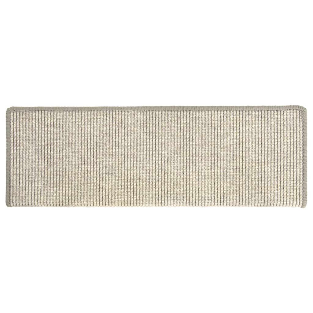 Laiptų kilimėliai, 15 vnt., 65x21x4 cm, sidabriniai, stačiakampiai kraštai