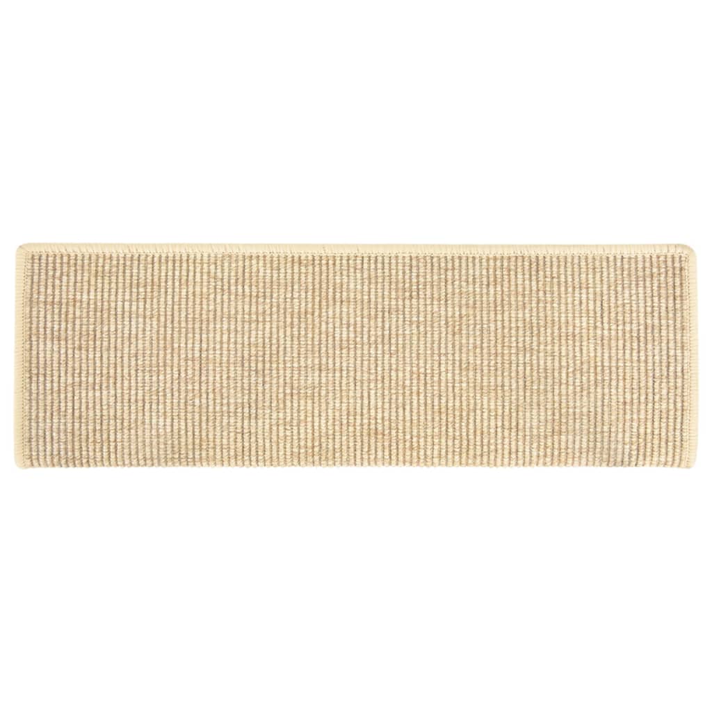 Laiptų kilimėliai, 15 vnt., 65x21x4 cm, šviesiai smėlio spalvos, stačiakampiai kraštai