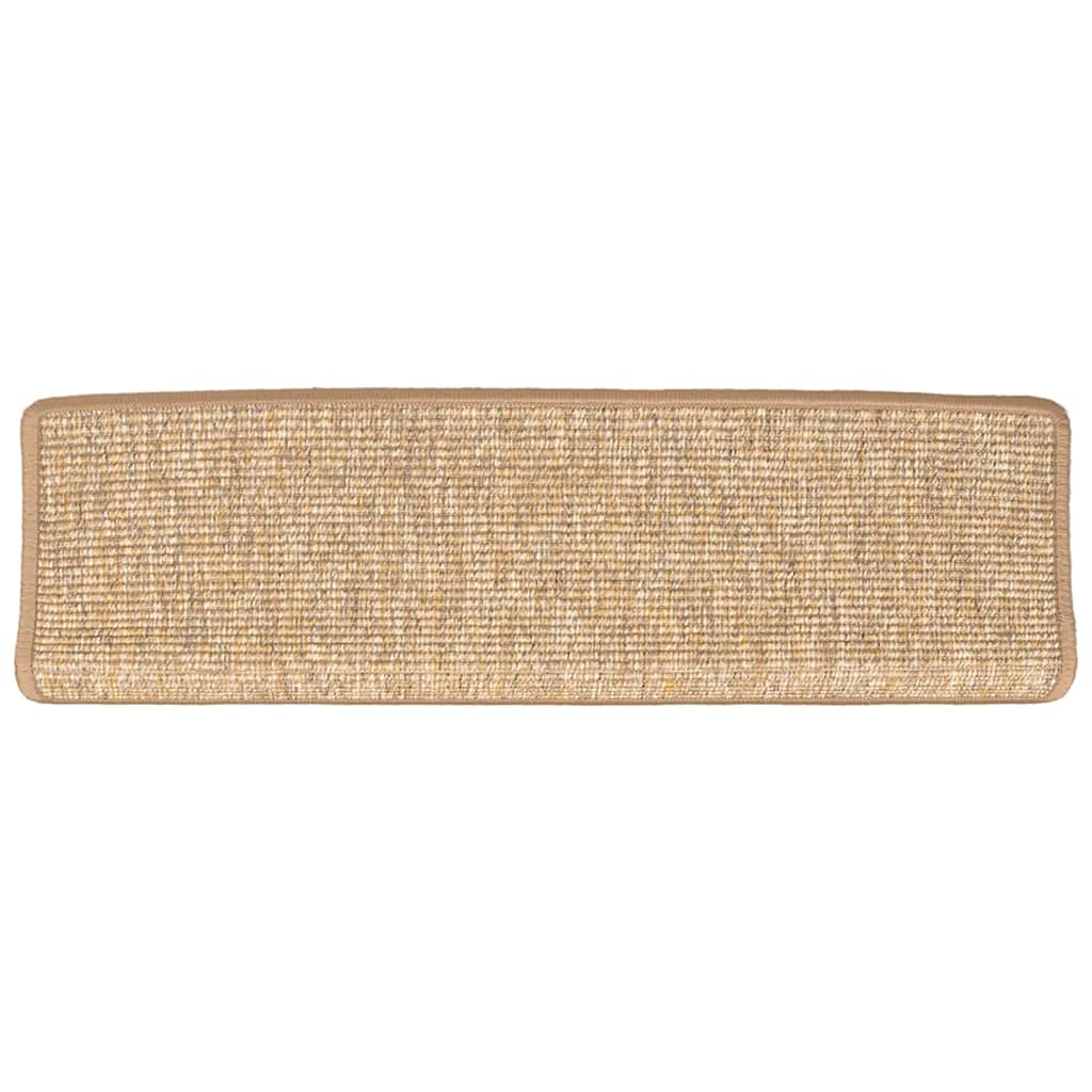 Laiptų kilimėliai, 15 vnt., 65x21x4 cm, šviesiai rudi, stačiakampiai kraštai