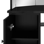 Kampinis kosmetinis staliukas su LED, juodas, 111x54x141,5cm