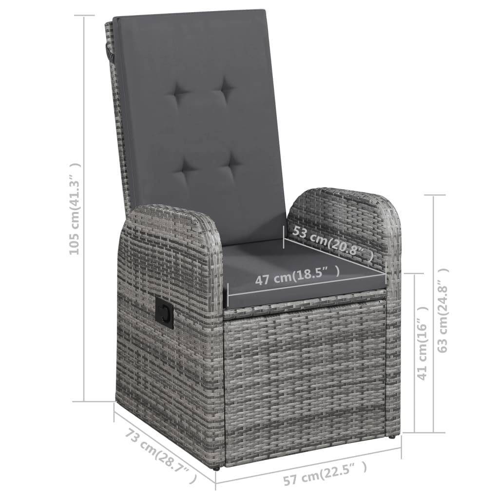 Sodo valgomojo komplektas, 5 dalių, pilkas (147876+2x47676)