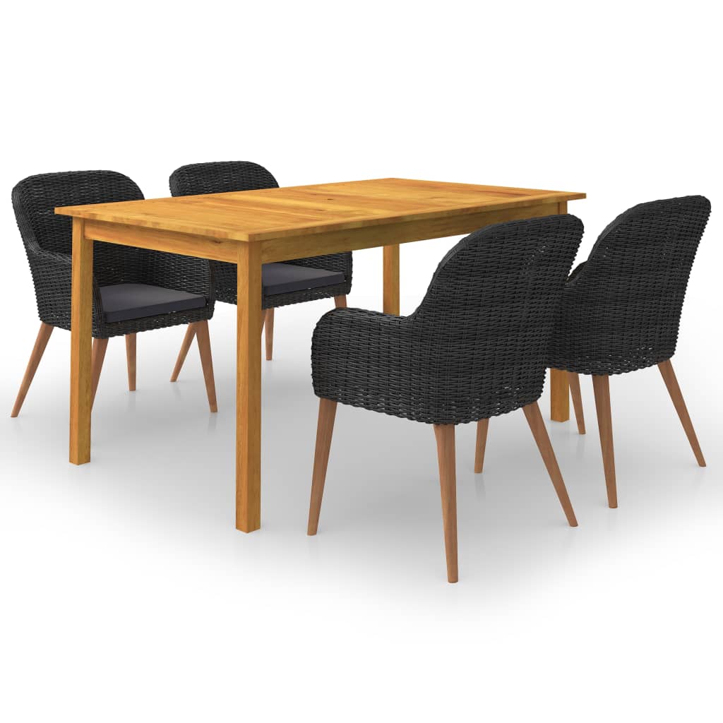 Sodo valgomojo komplektas, 5 dalių, juodas (147876+2x44153)