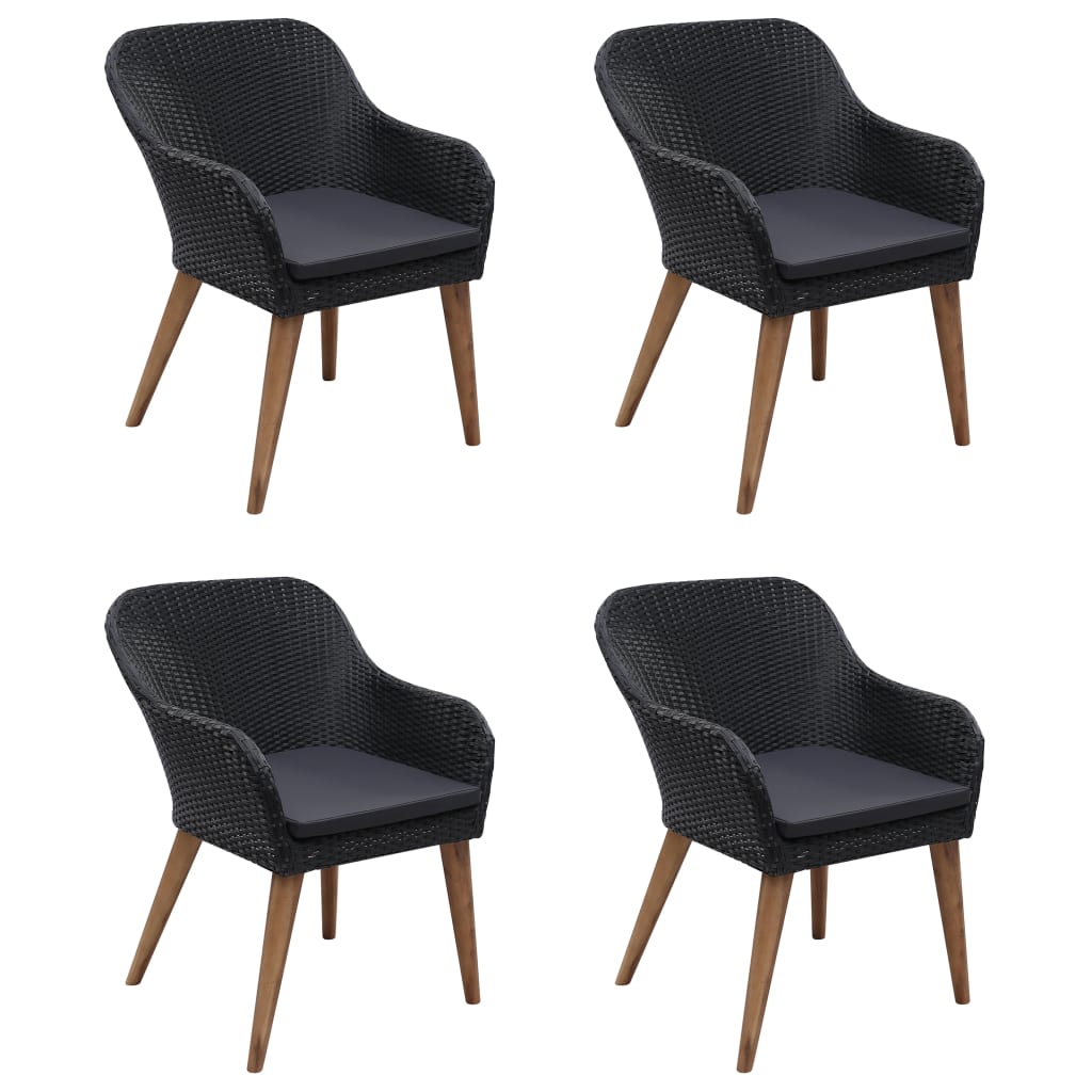 Sodo valgomojo komplektas, 5 dalių, juodas (147876+2x44153)