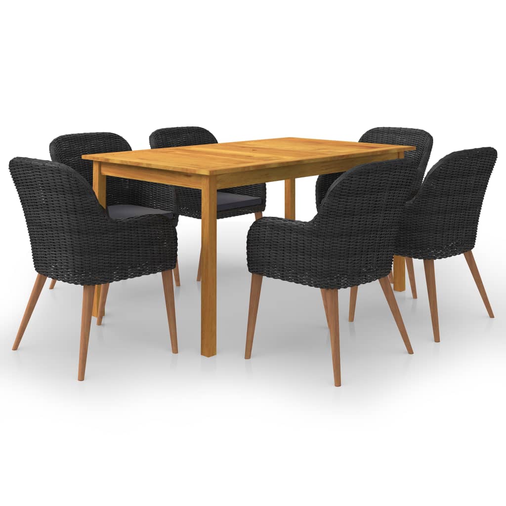 Sodo valgomojo komplektas, 5 dalių, juodas (147876+2x44153)