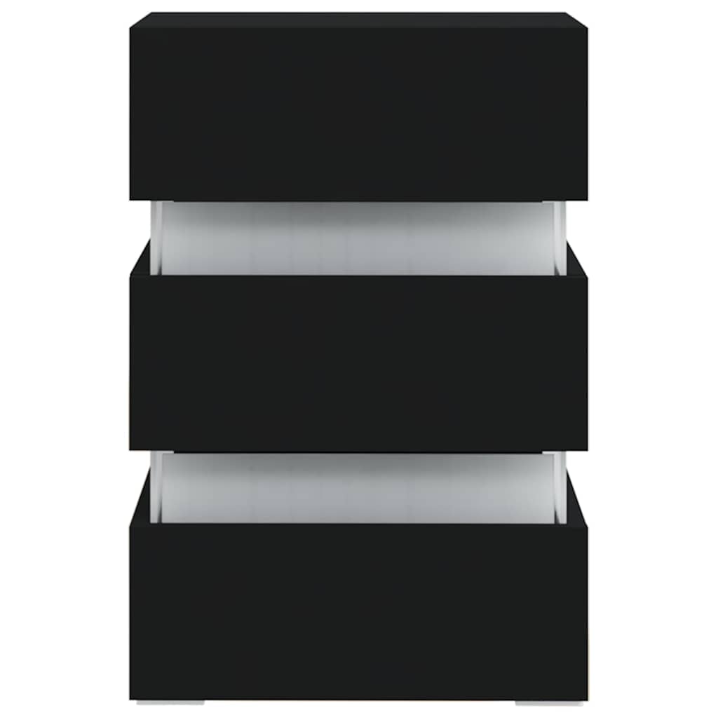 Naktinė spintelė su LED apšvietimu, juoda, 45x35x67cm, mediena