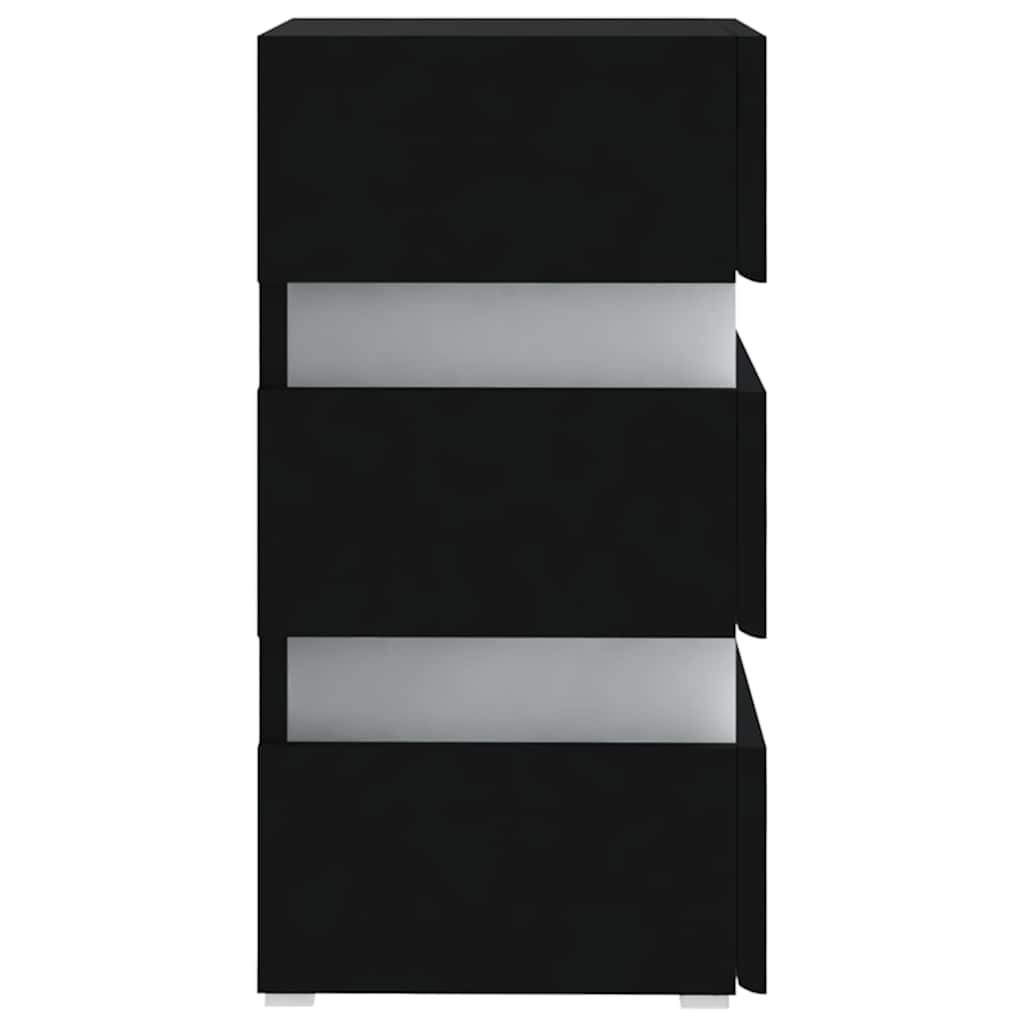 Naktinė spintelė su LED apšvietimu, juoda, 45x35x67cm, mediena