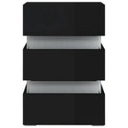 Naktinė spintelė su LED, juoda, 45x35x67cm, mediena, blizgi