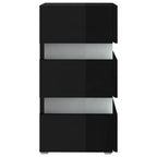 Naktinė spintelė su LED, juoda, 45x35x67cm, mediena, blizgi