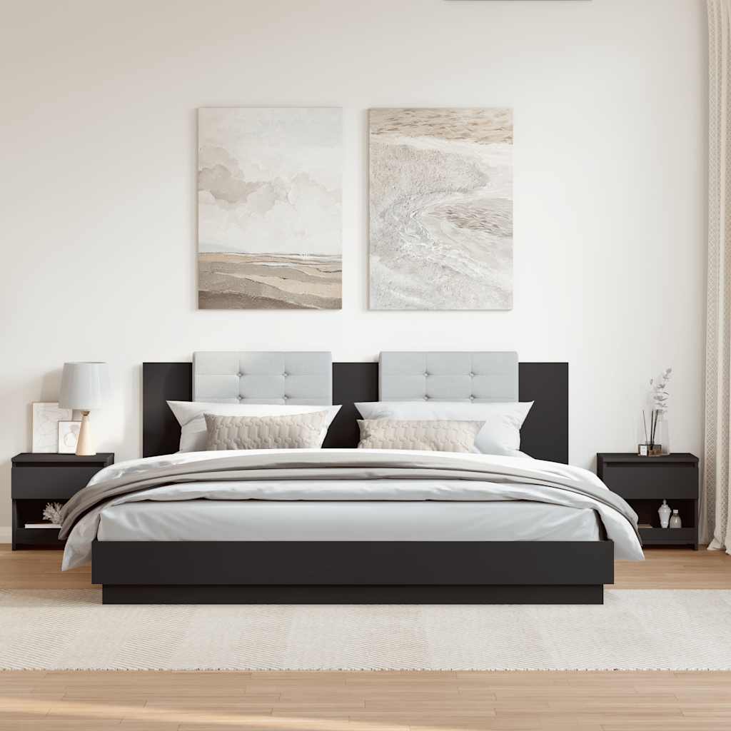 Naktinės spintelės, 2vnt., juodos, 40x30x39cm, apdirbta mediena