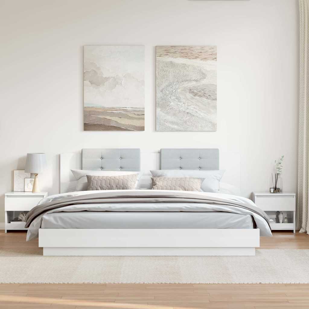 Naktinės spintelės, 2vnt., baltos, 40x30x39cm, apdirbta mediena