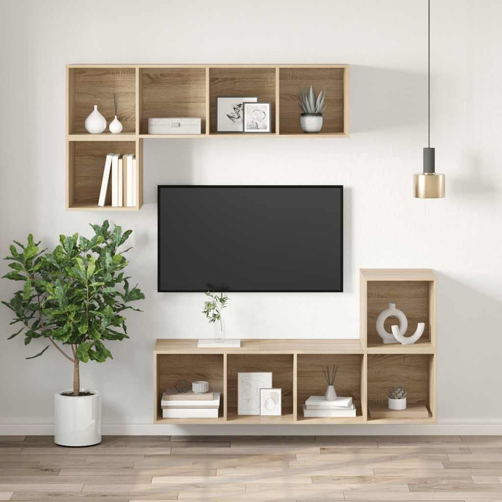 Sieninė TV spintelė, ąžuolo, 37x37x142,5cm, apdirbta mediena