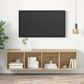 Sieninė TV spintelė, ąžuolo, 37x37x142,5cm, apdirbta mediena