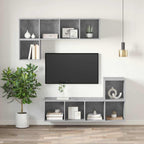 Sieninė TV spintelė, betono, 37x37x142,5cm, apdirbta mediena