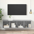 Sieninė TV spintelė, betono, 37x37x142,5cm, apdirbta mediena