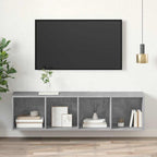 Sieninė TV spintelė, betono, 37x37x142,5cm, apdirbta mediena