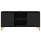 TV spintelė su medinėmis kojelėmis, juoda, 103,5x35x50cm