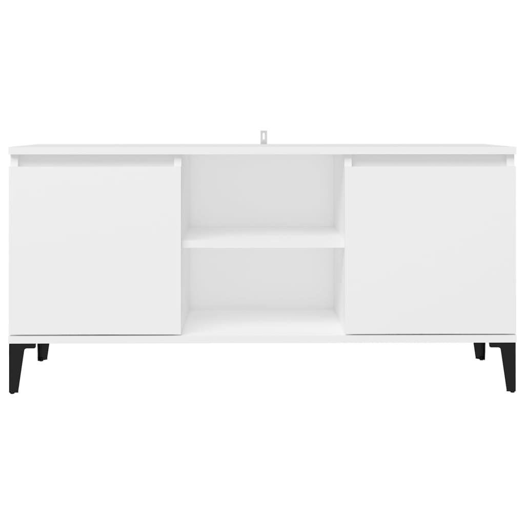 TV spintelė su metalinėmis kojelėmis, balta, 103,5x35x50cm