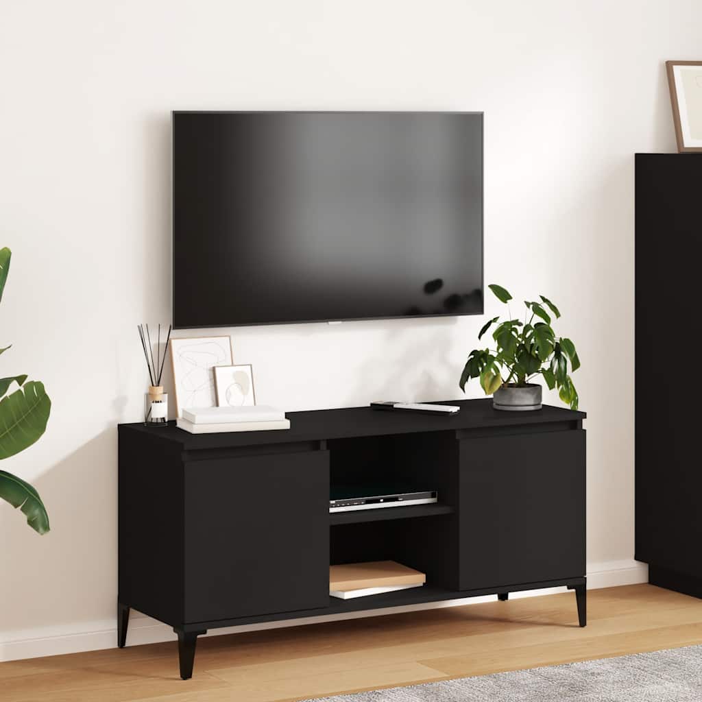 TV spintelė su metalinėmis kojelėmis, juoda, 103,5x35x50cm