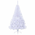 Dirbtinė pusinė Kalėdų eglutė su stovu, balta, 150cm, PVC