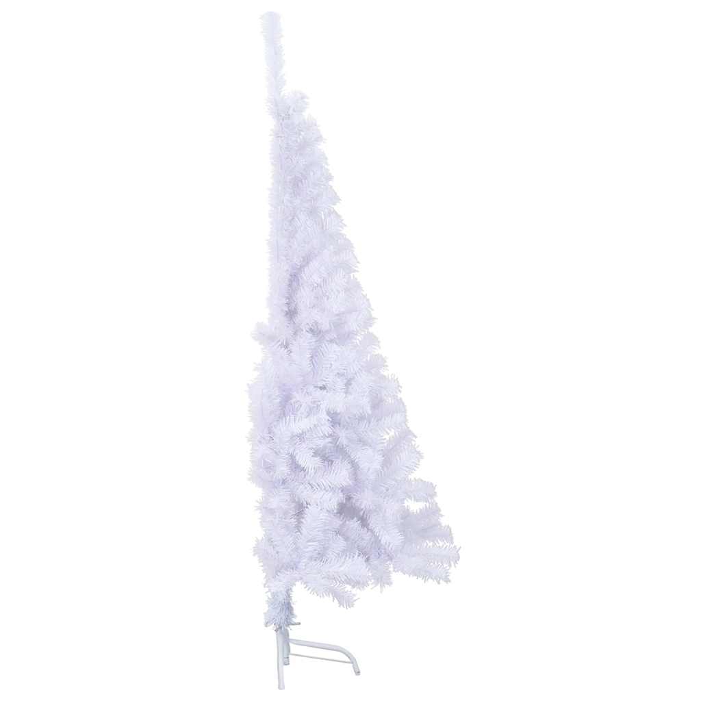 Dirbtinė pusinė Kalėdų eglutė su stovu, balta, 150cm, PVC