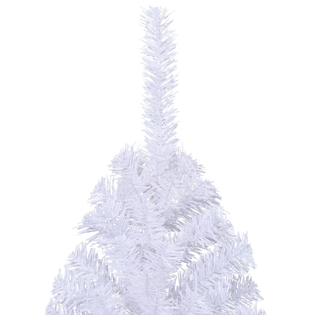 Dirbtinė pusinė Kalėdų eglutė su stovu, balta, 240cm, PVC