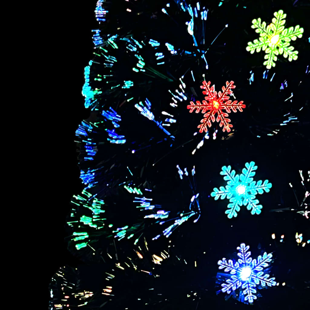 Kalėdų eglutė su LED snaigėmis, juoda, 120cm, optinis pluoštas