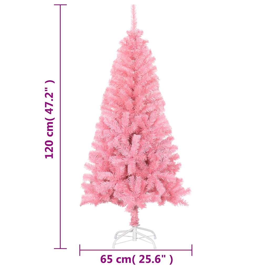 Dirbtinė Kalėdų eglutė su stovu, rožinės spalvos, 120cm, PVC