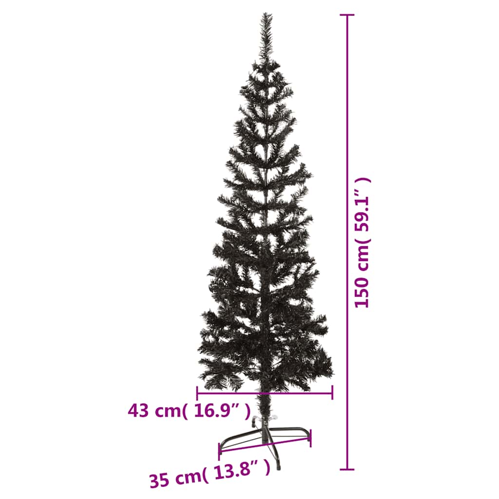 Siauria Kalėdų eglutė, juodos spalvos, 150cm