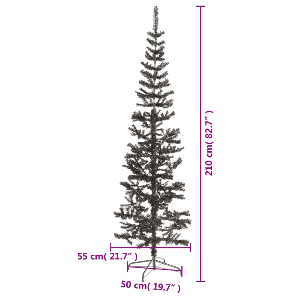 Siaura Kalėdų eglutė, juodos spalvos, 210cm