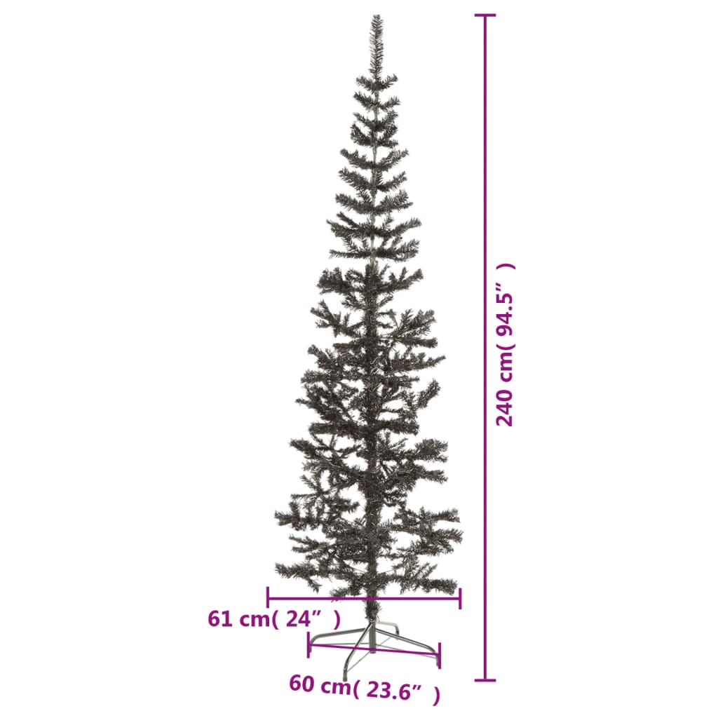 Siaura Kalėdų eglutė, juodos spalvos, 240cm