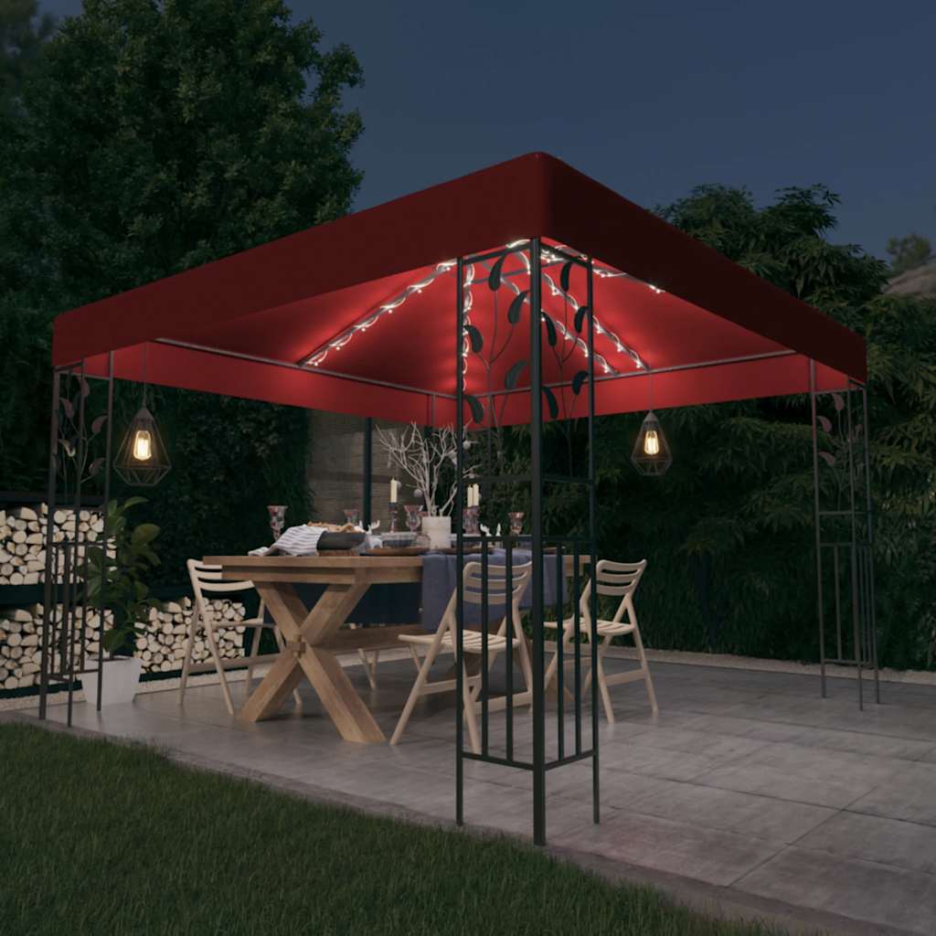 Pavėsinė su lemputėmis LED, antracito, 3x3 m