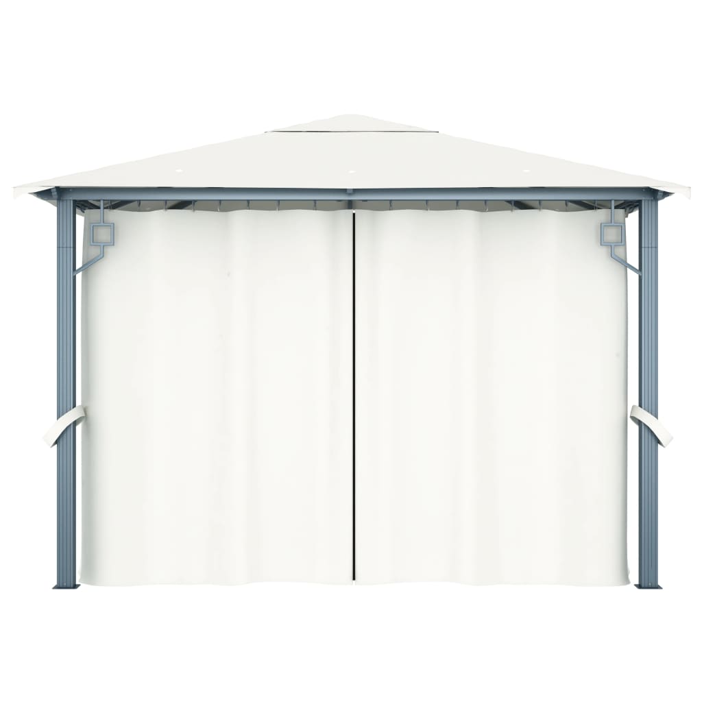 Pavėsinė su užuolaidomis ir lemputėmis LED, kreminė, 300x300cm
