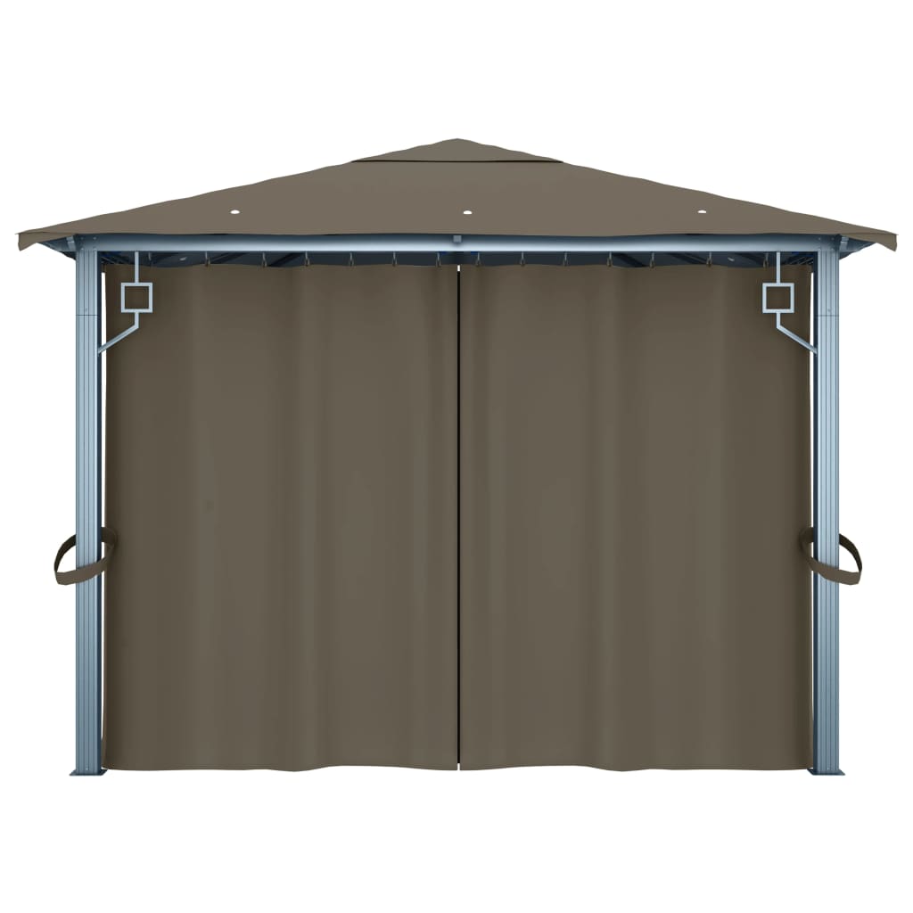Pavėsinė su užuolaidomis ir lemputėmis LED, taupe, 400x300cm