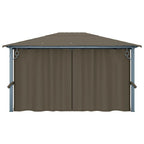 Pavėsinė su užuolaidomis ir lemputėmis LED, taupe, 400x300cm