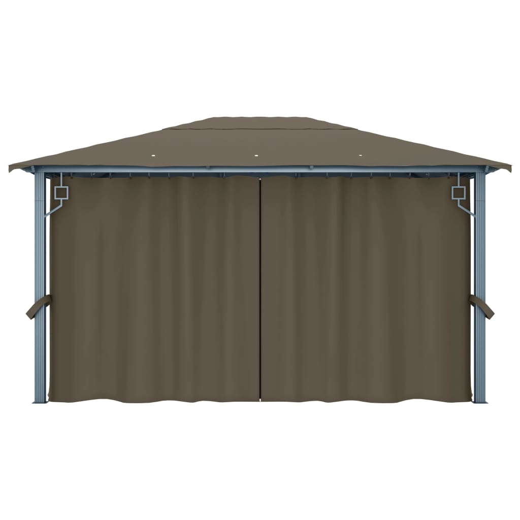 Pavėsinė su užuolaidomis ir lemputėmis LED, taupe, 400x300cm