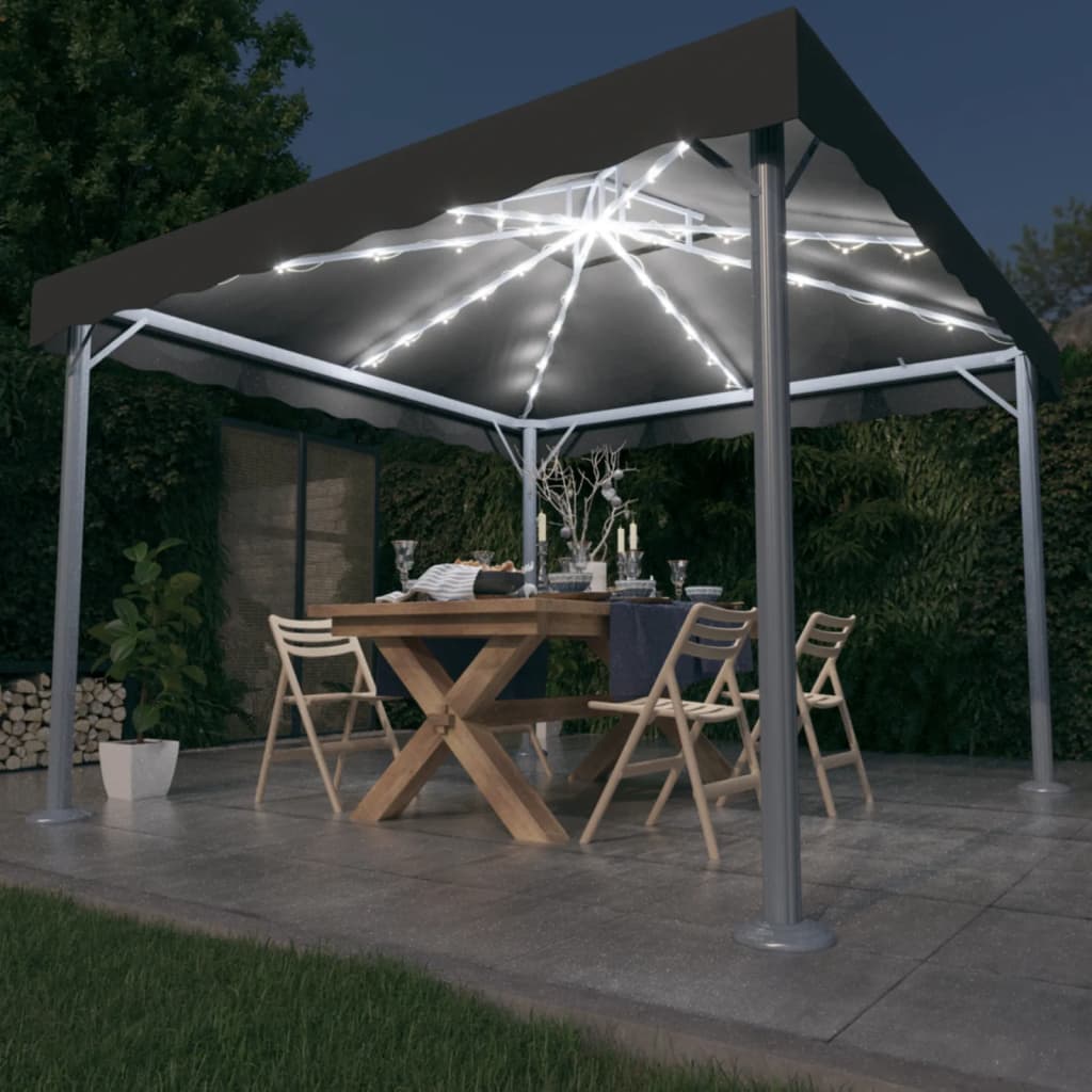 Pavėsinė su lemputėmis LED, kreminė, 300x300cm