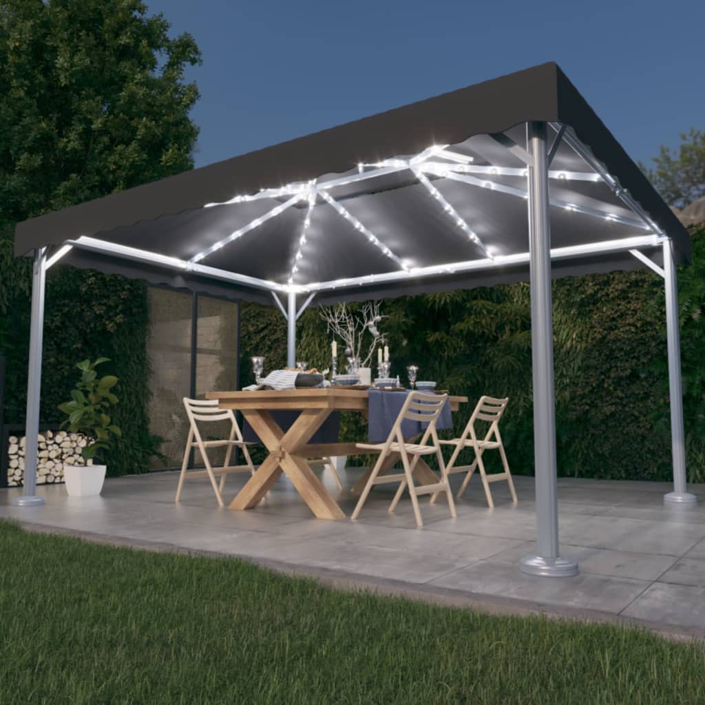 Pavėsinė su lemputėmis LED, kreminė, 400x300cm