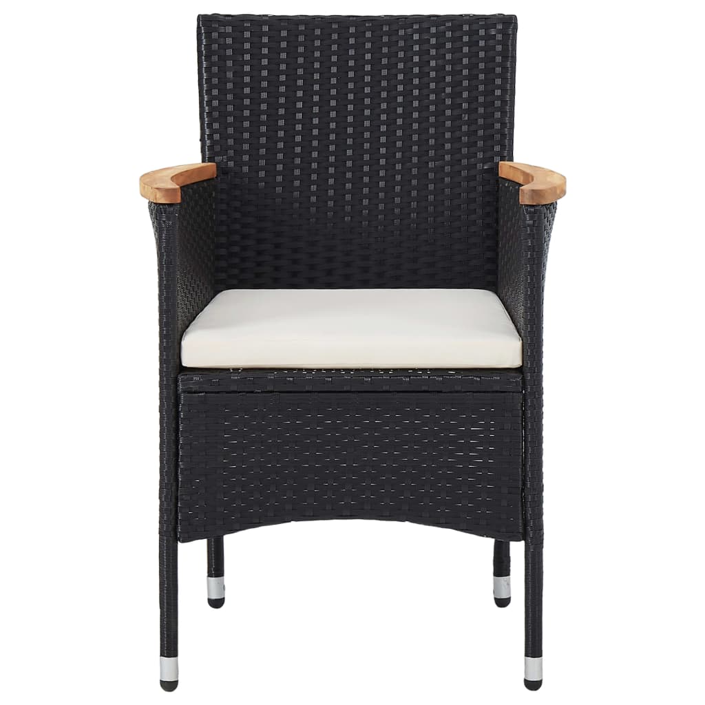Sodo valgomojo baldų komplektas, 7 dalių, juodas, poliratanas
