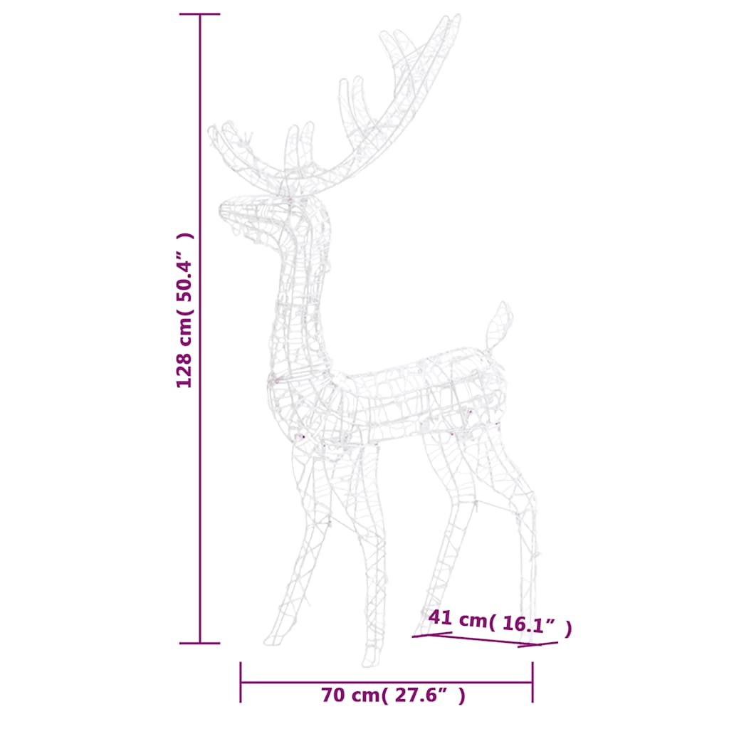 Kalėdinė dekoracija elnias, 120cm, akrilas, 140 šiltų baltų LED