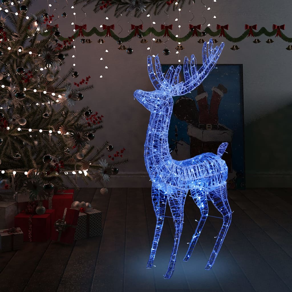 vidaXL Kalėdinė dekoracija elnias, mėlyna, 180cm, akrilas, 250LED, XXL