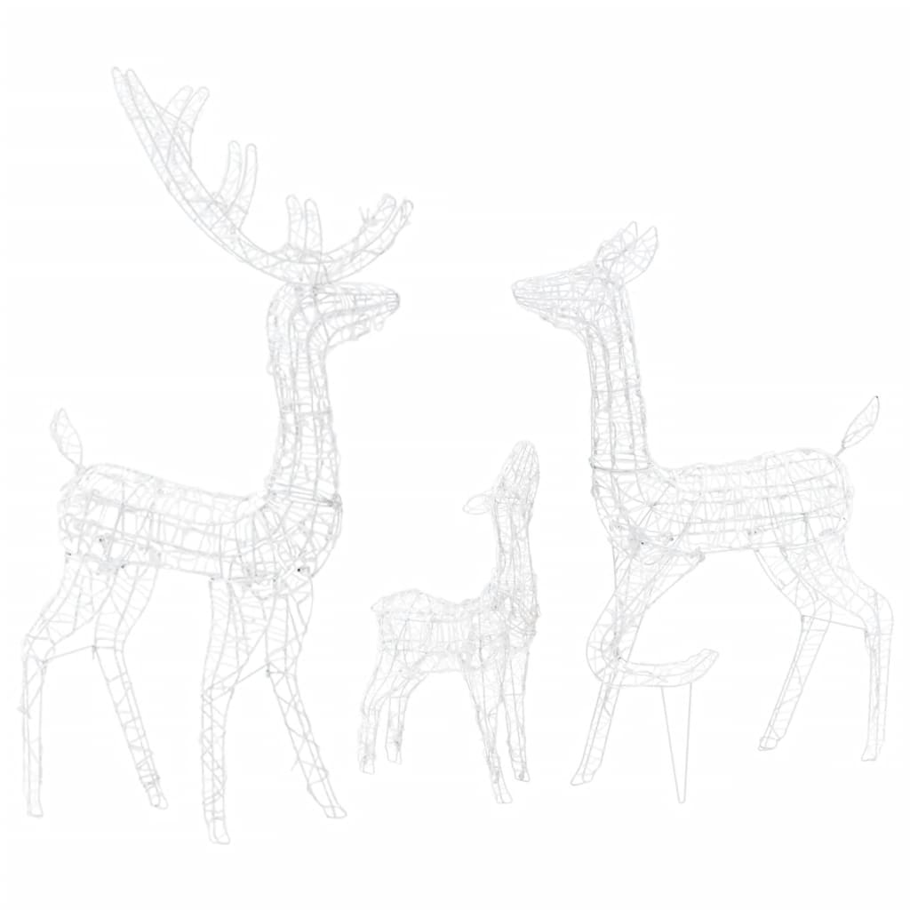 vidaXL Kalėdinė dekoracija elnių šeima, akrilas, 300 spalvotų LED