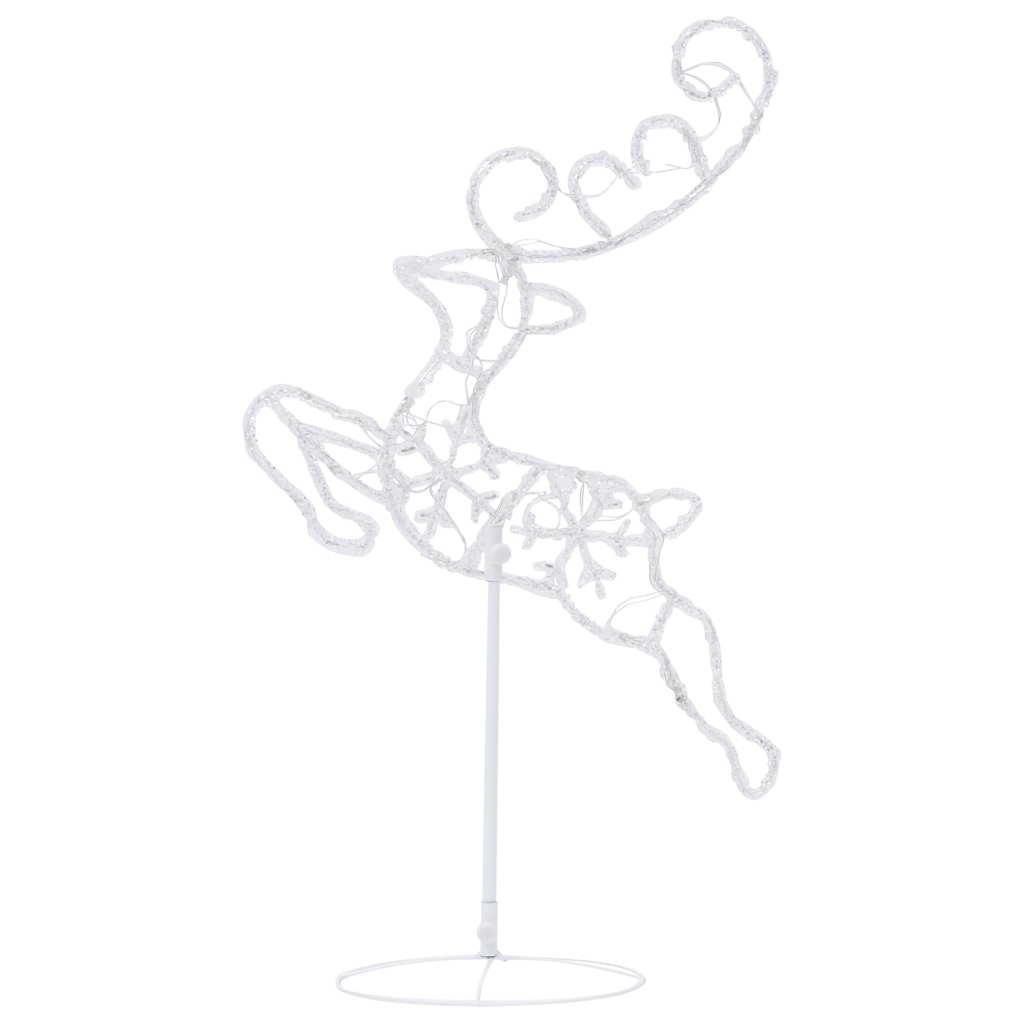 vidaXL Kalėdinė ekspozicija elniai ir rogės, šilta balta, 260x21x87cm