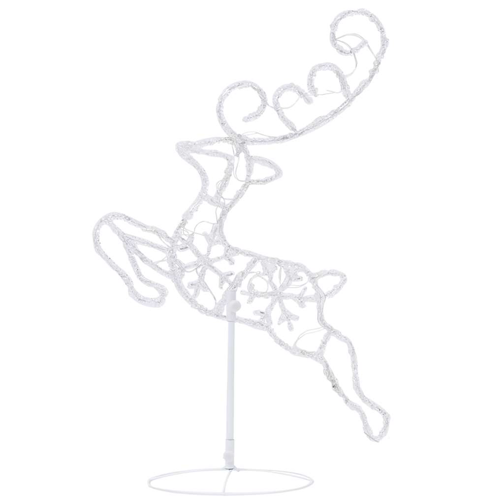 vidaXL Kalėdinė ekspozicija elniai ir rogės, šilta balta, 260x21x87cm