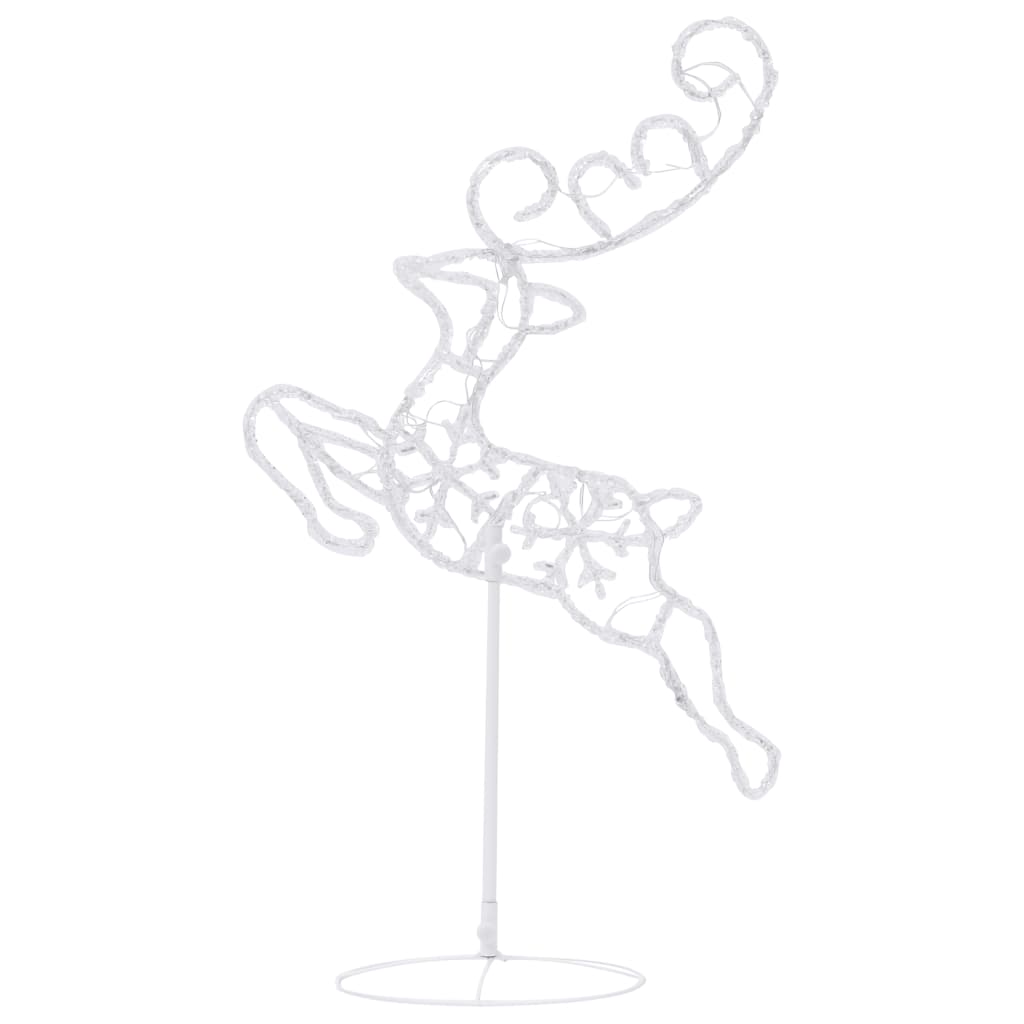 vidaXL Skraidantys Kalėdų elniai su rogėmis, šalta balta, 260x21x87cm