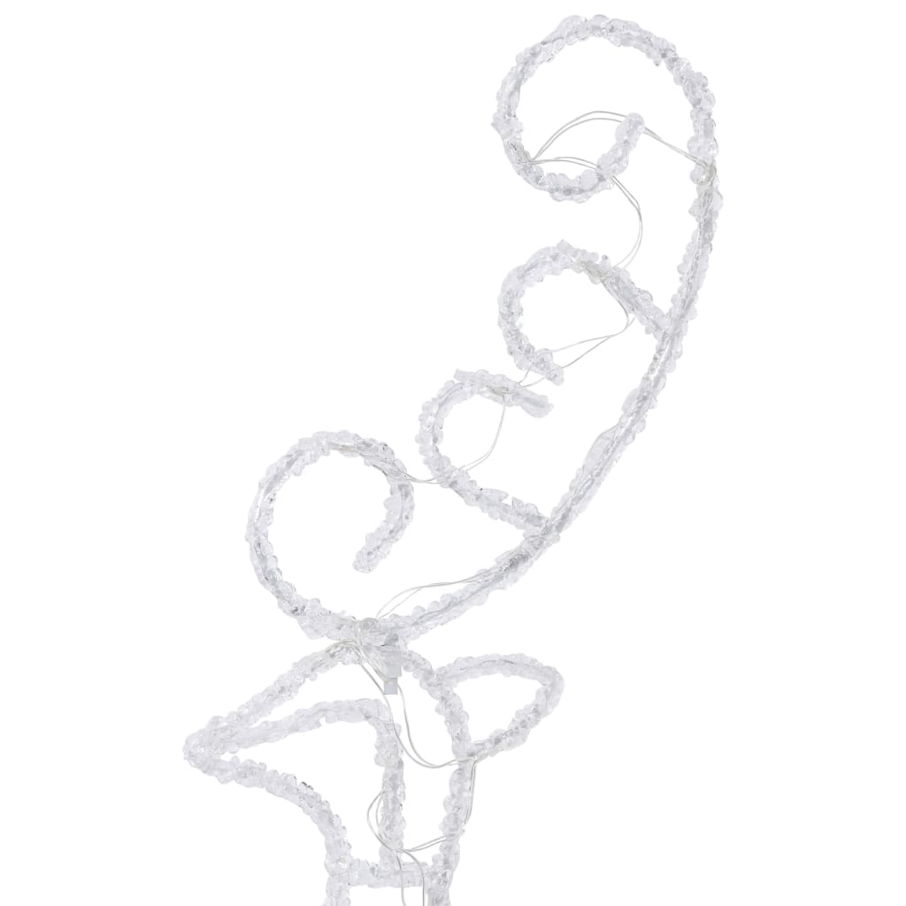 vidaXL Skraidantys Kalėdų elniai su rogėmis, šalta balta, 260x21x87cm