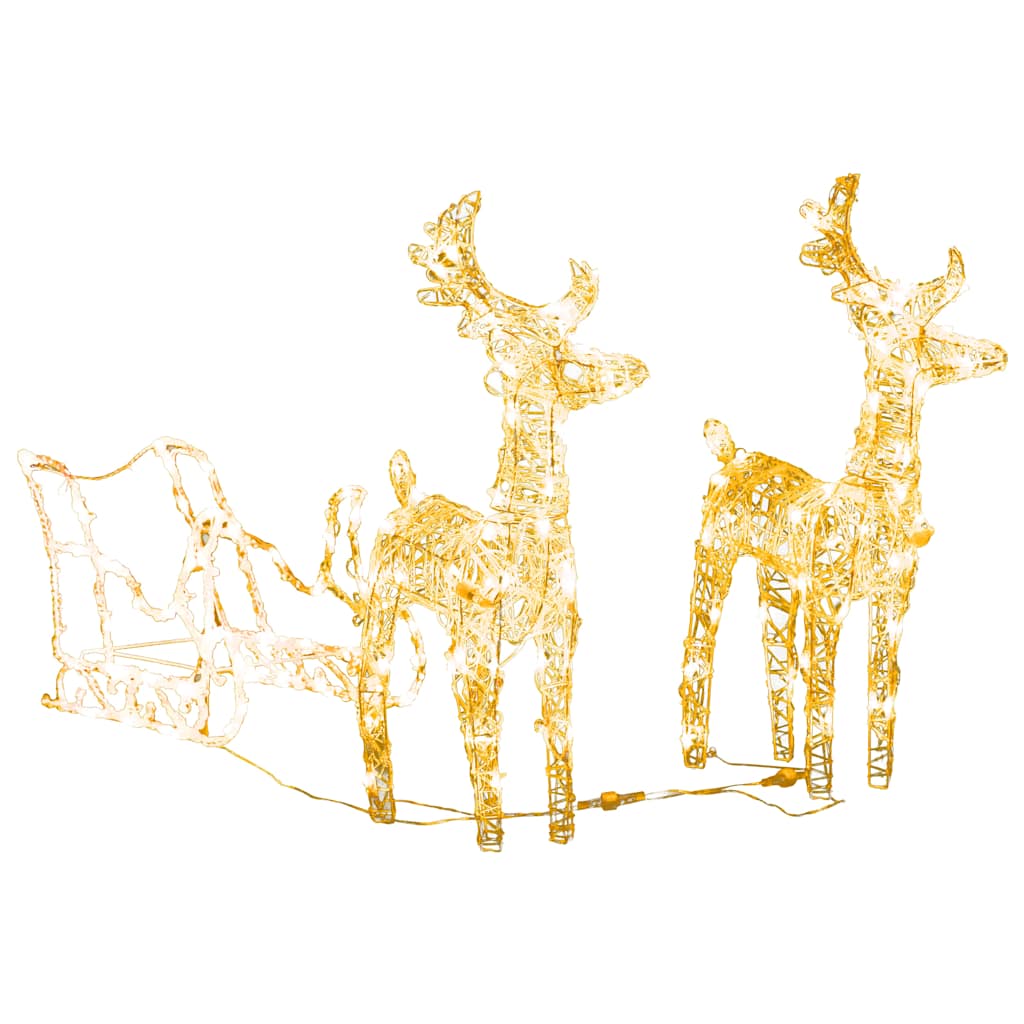 Kalėdų dekoracija elniai ir rogės, 130cm, akrilas, 160 LED