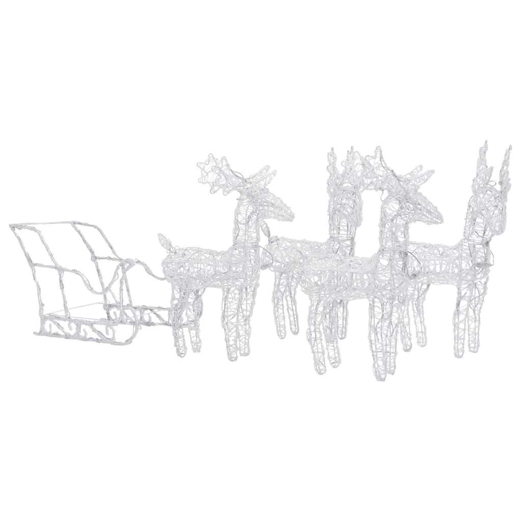 Kalėdų dekoracija elniai ir rogės, 280x28x55cm, akrilas
